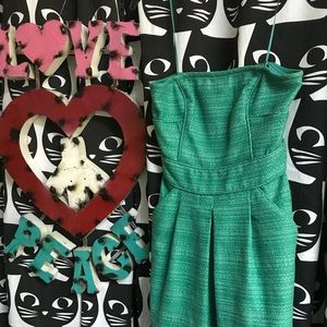 Kelly green strapless Banana Republic dress sz 2